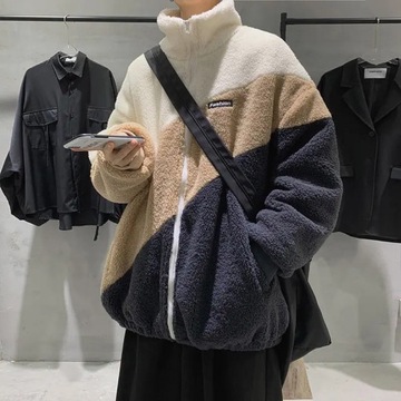 Winter Warm Patchwork Stripe Fleece Jackets Coats