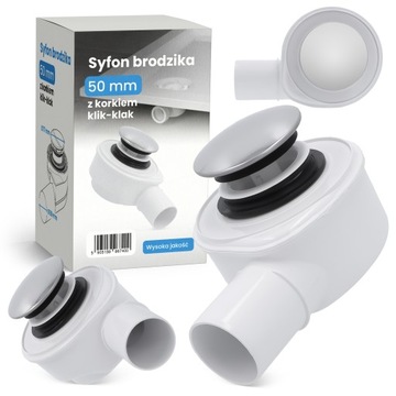 SYFON BRODZIKA Odpływ Wanny Prysznica Niski Uniwersalny 50 mm KLIK-KLAK