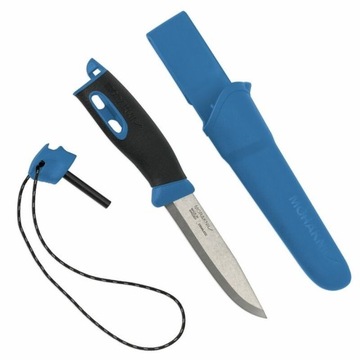 Nóż Mora Companion Spark niebieski kabura krzesiwo