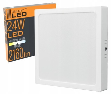 Panel LED Natynkowy Plafon Sufitowy Kwadat 24W