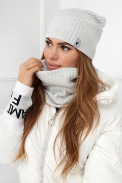 ЖЕНСКИЙ КОМПЛЕКТ ШАПКА-БИНИ-ЮБКА GOLF TUBE BIG SET СЕРЫЙ 2204