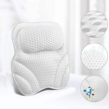 МЯГКАЯ ПОДУШКА ДЛЯ ВАННЫ С ТЕХНОЛОГИЕЙ 4D AIR-MESH И 6 МОЩНЫМИ ПРИСОСАМИ
