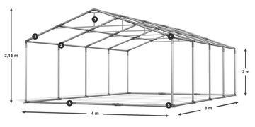 Промышленная палатка 4х8м строительная DAS 560 SP