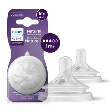 Philips Avent Smoczek Natural Response 1m+ 2szt przepływ 3 SCY963/02