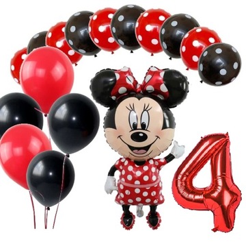 BALONY zestaw urodziny 4 latka MYSZKA MINI MINNIE