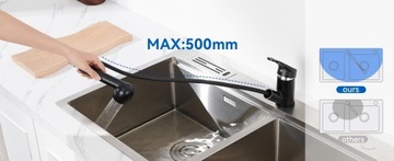 Смеситель для кухонной мойки с выдвижным изливом 70СМ, со съемным аэратором