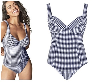 75K Panache Paloma navy gingham jednoczęściowy strój kąpielowy z fiszbinami