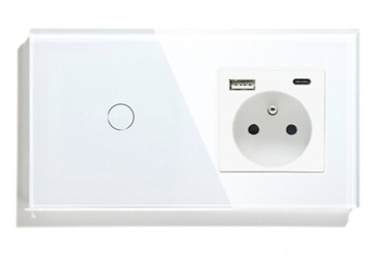WŁĄCZNIK DOTYKOWY POJEDYNCZY 1K Z GNIAZDKIEM USB-C