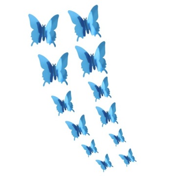 3D синие зеркальные наклейки на стену с бабочками