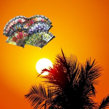 ИСПАНСКИЙ ВЕЕР С КРУЖЕВОМ, СЛОЖЕННЫЙ ДЛЯ ЖАРКОГО ЛЕТА, ДЕКОРАТИВНЫЕ ЦВЕТЫ