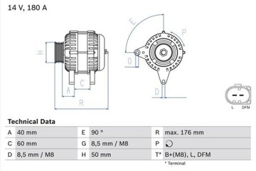 ALTERNÁTOR 180A 0 986 081 940 BOSCH VW AMAROK