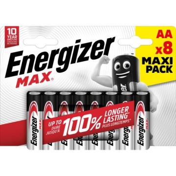 ЩЕЛОЧНЫЕ БАТАРЕЙКИ ENERGIZER AA MAX 8 ШТ. LR6