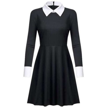 Strój WEDNESDAY ADDAMS czarna sukienka 134-140
