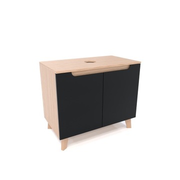 Szafka pod umywalkę dwudrzwiowa czarne 60x45x70 dąb słoneczny wisząca/stoją