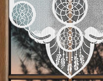 БЕЛАЯ ЖАККАРДОВАЯ ШТОРА «ЛОВЦ СНОВ» АЖУРНЫЙ ДЕКОР