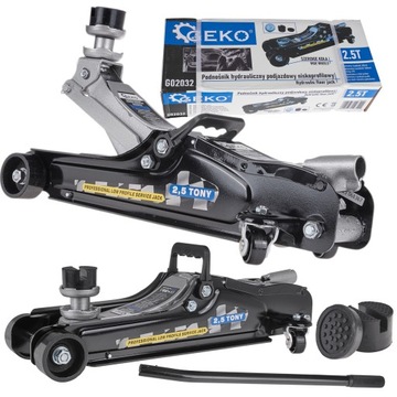PODNOŚNIK SAMOCHODOWY LEWAREK NISKOPROFILOWY 2,5T ŻABA GUMA STALOWE KOŁA