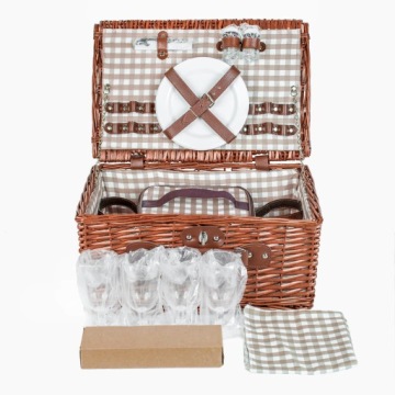 Корзина для пикника Плетеная корзина Termotorba Набор столовых приборов Большие тарелки