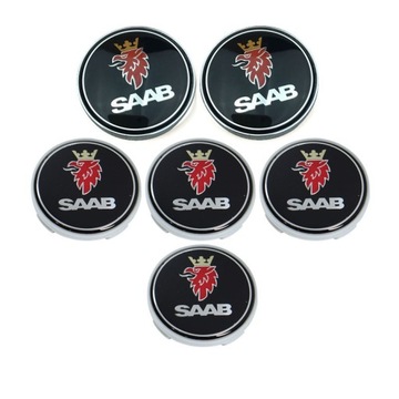 6 sztuk logo SAAB z przodu i z tyłu kołpak