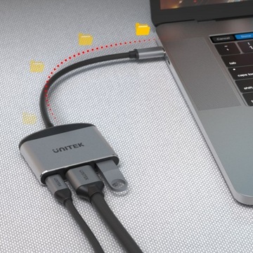 Адаптер Unitek USB-C — HDMI 8K, USB-A, USB-C 100 Вт