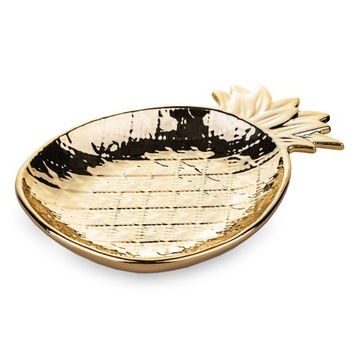 PATERA ZŁOTA ANANAS 20x14cm DEKORACYJNA CERAMICZNA
