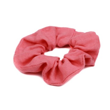 Gumka do włosów scrunchie 100% len koralowy