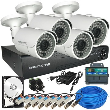 ZESTAW MONITORINGU 4 KAMERY FULL HD NA SKRĘTCE UTP