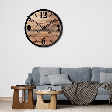 DUŻY ZEGAR ścienny 40CM! SZKLANY - drewno 3D