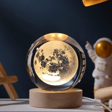 СВЕТОДИОДНЫЙ НОЧНОЙ СВЕТИЛЬНИК CRYSTAL DECORATION 3D MOON BALL С ГРАВИРОВКОЙ + ОСНОВАНИЕ