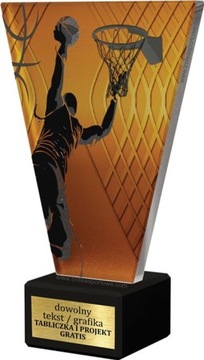 statuetka KOSZYKÓWKA szkło+marmur+grawer 15cm