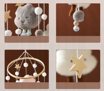 Деревянная карусель над детской кроваткой + облако