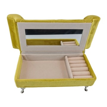 SZKATUŁKA NA BIŻUTERIĘ SOFA Żółta