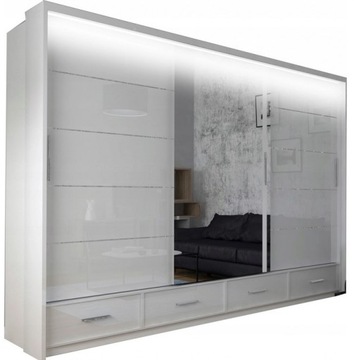 Szafa SYDNEY 250, LED, lustro,przesuwna,połysk