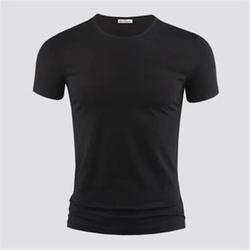 Krótkie rękawy Topy Mężczyźni T-Shirt Czarne rajstopy Mężczyzna