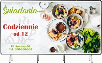 BANER REKLAMOWY 130x80cm projekt gratis różne wzory ŚNIADANIA CODZIENNIE