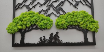 Изображение 2-х деревьев с моховыми горами, любая конфигурация семейства царапающих мх, 50х37.