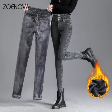 ZOENOVA Warm Y2K Women Jeans Autumn Winter Velvet