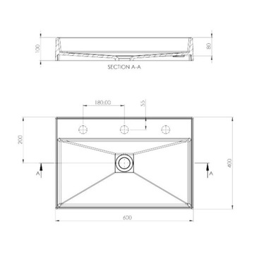 Умывальник Correo гранитный столешница 60x40 антрацит