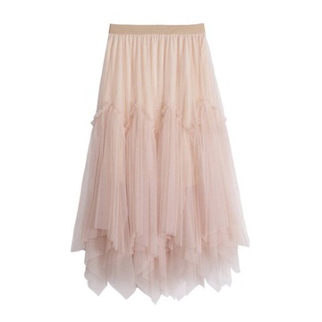 DAMSKA TIULOWA PLISWOANA SPÓDNICA DŁUGA