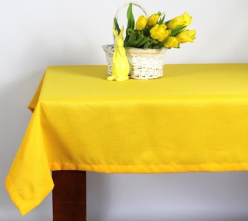 Obrus żółty plamoodporny Len 140x280cm Wiosna Wielkanoc