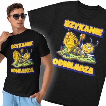 Koszulka męska XL z nadrukiem BZYKANIE ODMŁADZA
