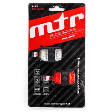 Комплект черных велосипедных фонарей Meteor Flex