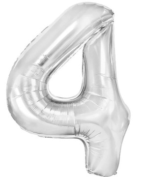 Balon Cyfra Cyferka 4 Srebrna 100 Cm