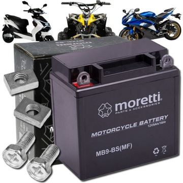 Akumulator żelowy motocyklowy MORETTI MB9-BS 9 Ah YB9-BS