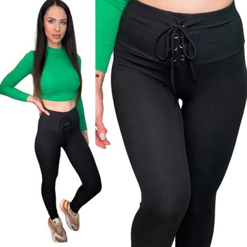 LEGGINSY PRĄŻKOWANE WYSOKI STAN MODELUJĄCE L/XL 23