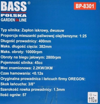 PIŁA SPALINOWA PILARKA ŁAŃCUCHOWA 3KM BASS