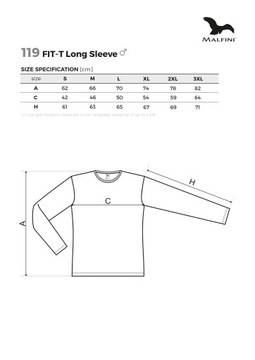 Koszulka męska SLIM-FIT długi rękaw longsleeve T-Shirt MALFINI 119 L