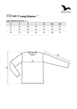 Koszulka męska SLIM-FIT długi rękaw longsleeve T-Shirt MALFINI 119 M