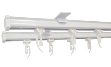 Karnisz podwójny sufitowy SZYNA SUFITOWA ALUMINIOWA biała żabki 230 cm