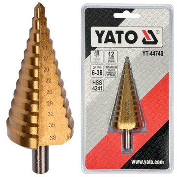 WIERTŁO WIELOSTOPNIOWE HSS STOŻKOWE 6 - 38 mm YATO