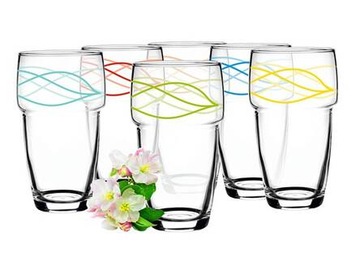 Komplet Szklanek 250ml Nitki Mix Kolor
